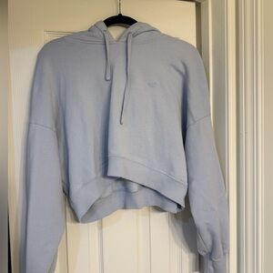Hollister Light Blue Cropped Sweatshirt Size M